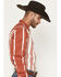Image #2 - Kimes Ranch Men's Bandit Striped Long Sleeve Pearl Snap Western Shirt, Red, hi-res