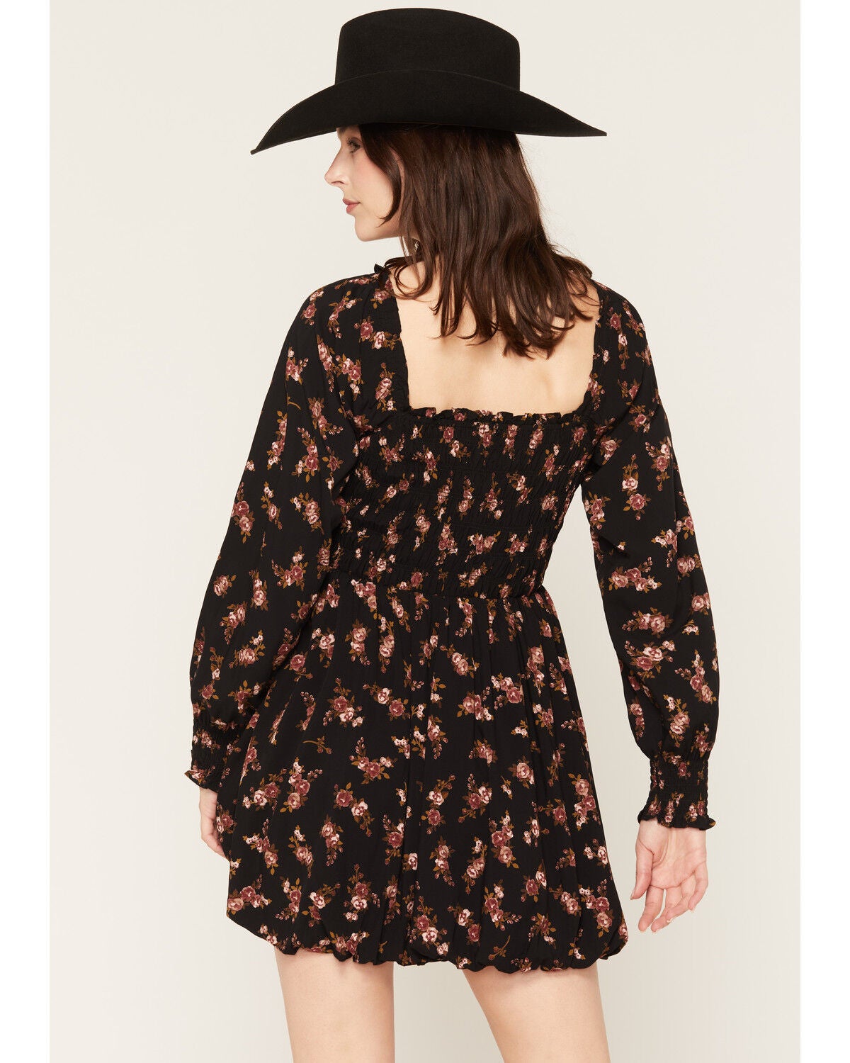 Image #4 - Saltwater Luxe Women's Ralph Floral Print Long Sleeve Mini Dress, Black, hi-res
