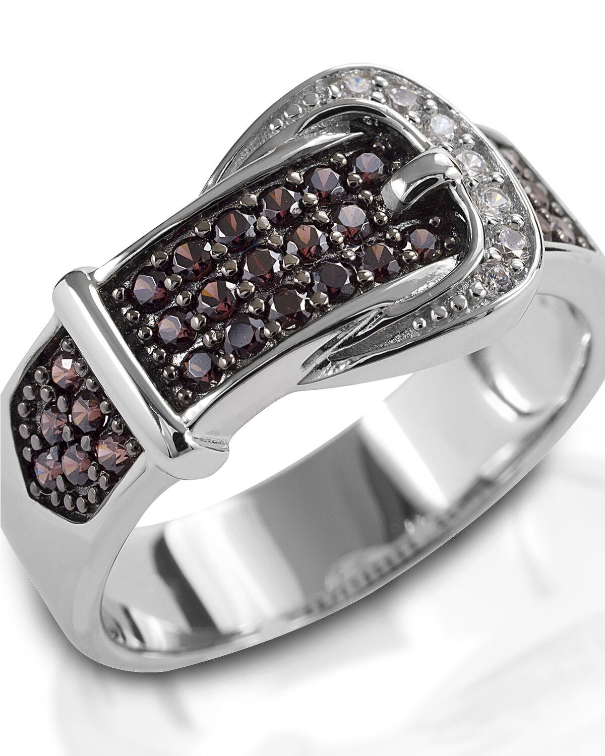 Kelly Herd Women's Cognac Buckle Ring, Silver, hi-res