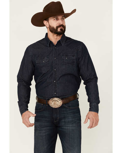 Blue Ranchwear Men's Heavyweight Dark Wash Denim Snap Western Shirt ...