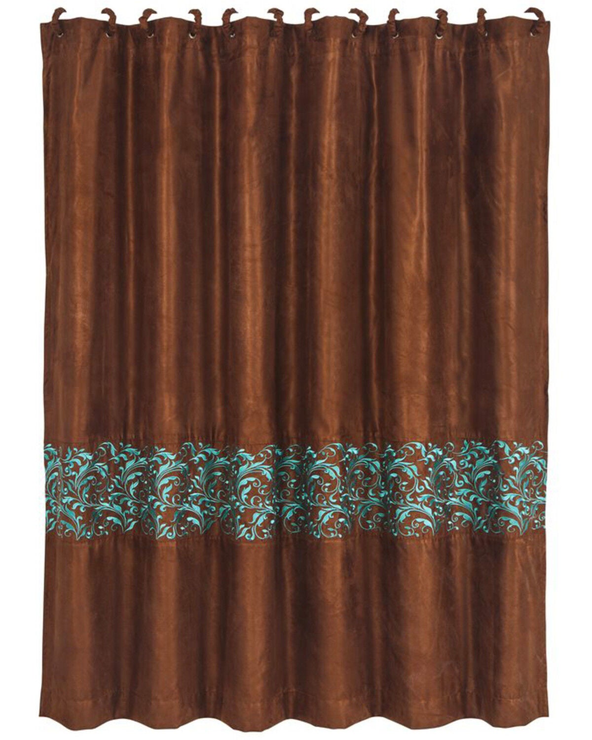 HiEnd Accents Brown Wyatt Scroll Shower Curtain, Brown, hi-res