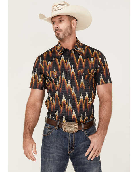 Image #1 - Dale Brisby Men's Digital Print Short Sleeve Snap Western Shirt , Charcoal, hi-res