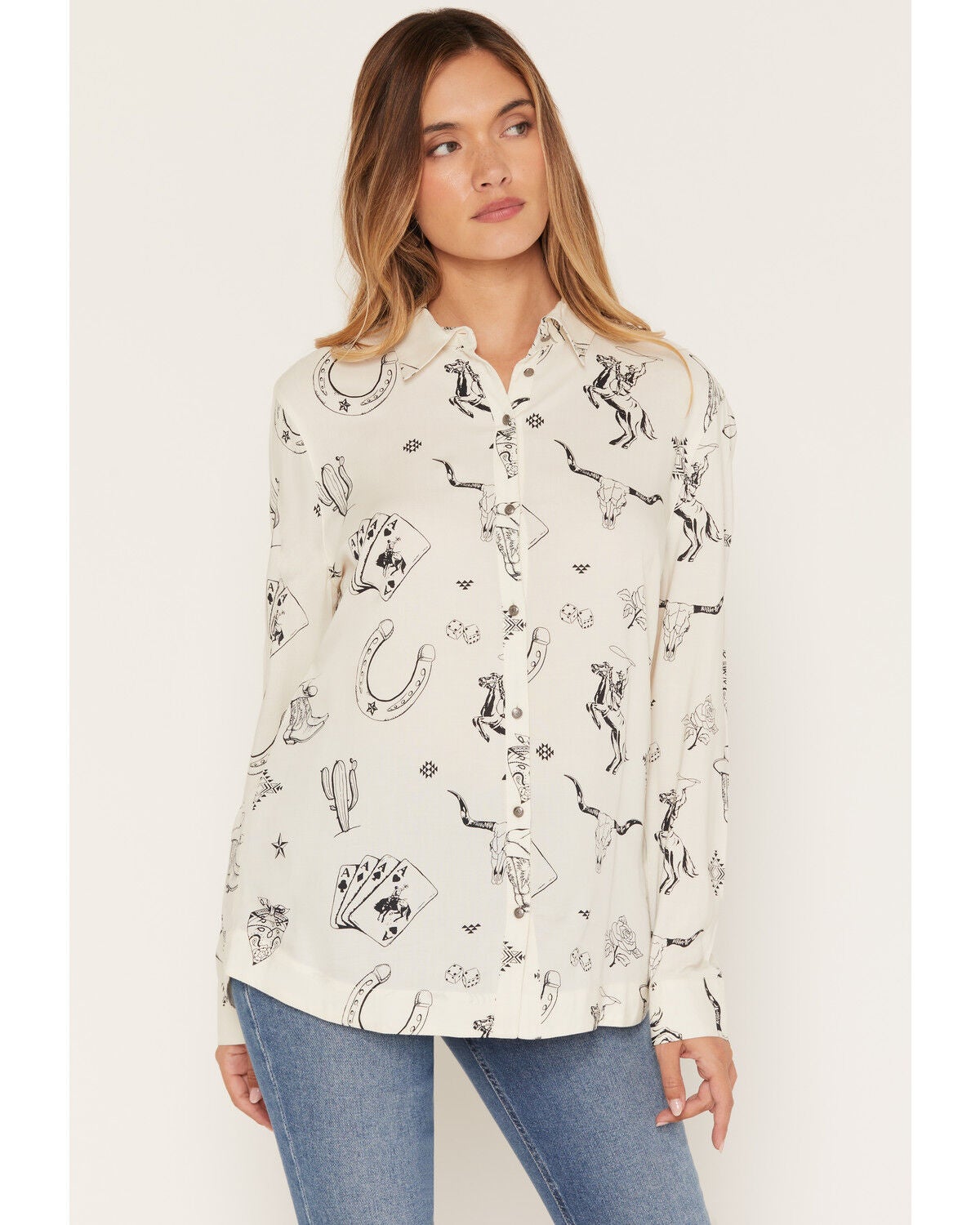 Image #1 - Idyllwind Women's Sheila Long Sleeve Button-Down Western Shirt, Cream, hi-res