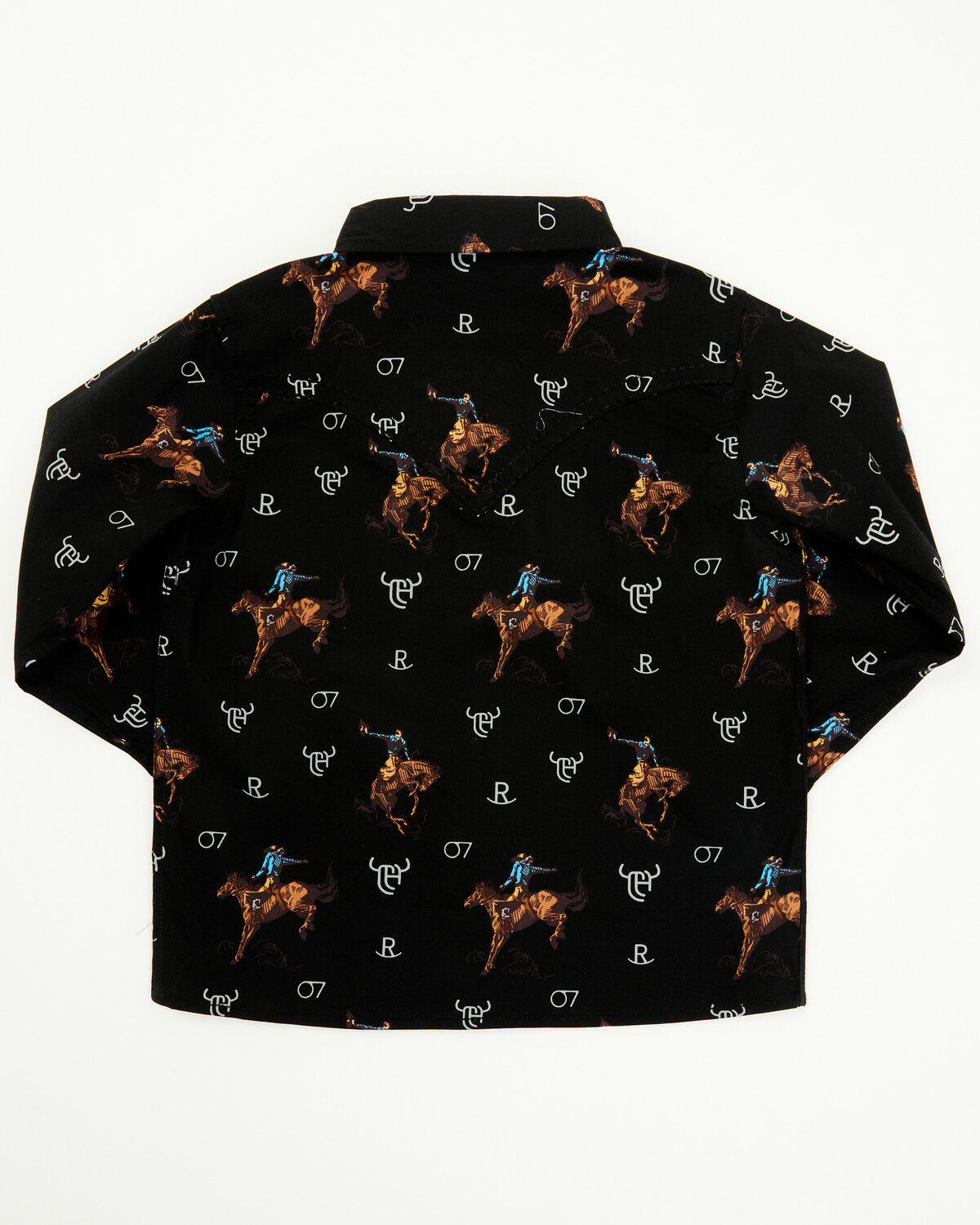 Image #3 - Cowboy Hardware Toddler Boys' Bronc Long Sleeve Snap Stretch Western Shirt, Black, hi-res