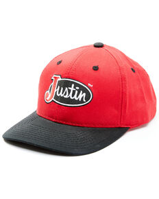 Justin Men's Red Logo Patch Ball Cap , Red, hi-res