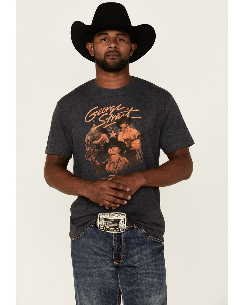 Wrangler Men's George Strait American Vinyl Graphic T-Shirt , Charcoal, hi-res