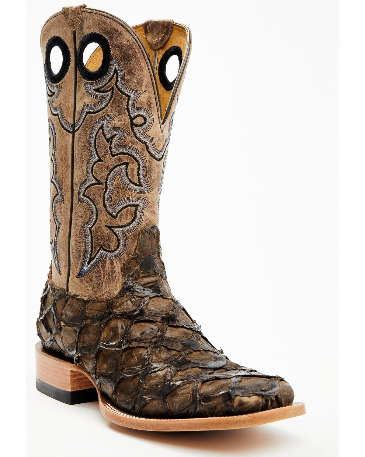 Cody James Men's Exotic Pirarucu Western Boots - Broad Square Toe, Brown, hi-res