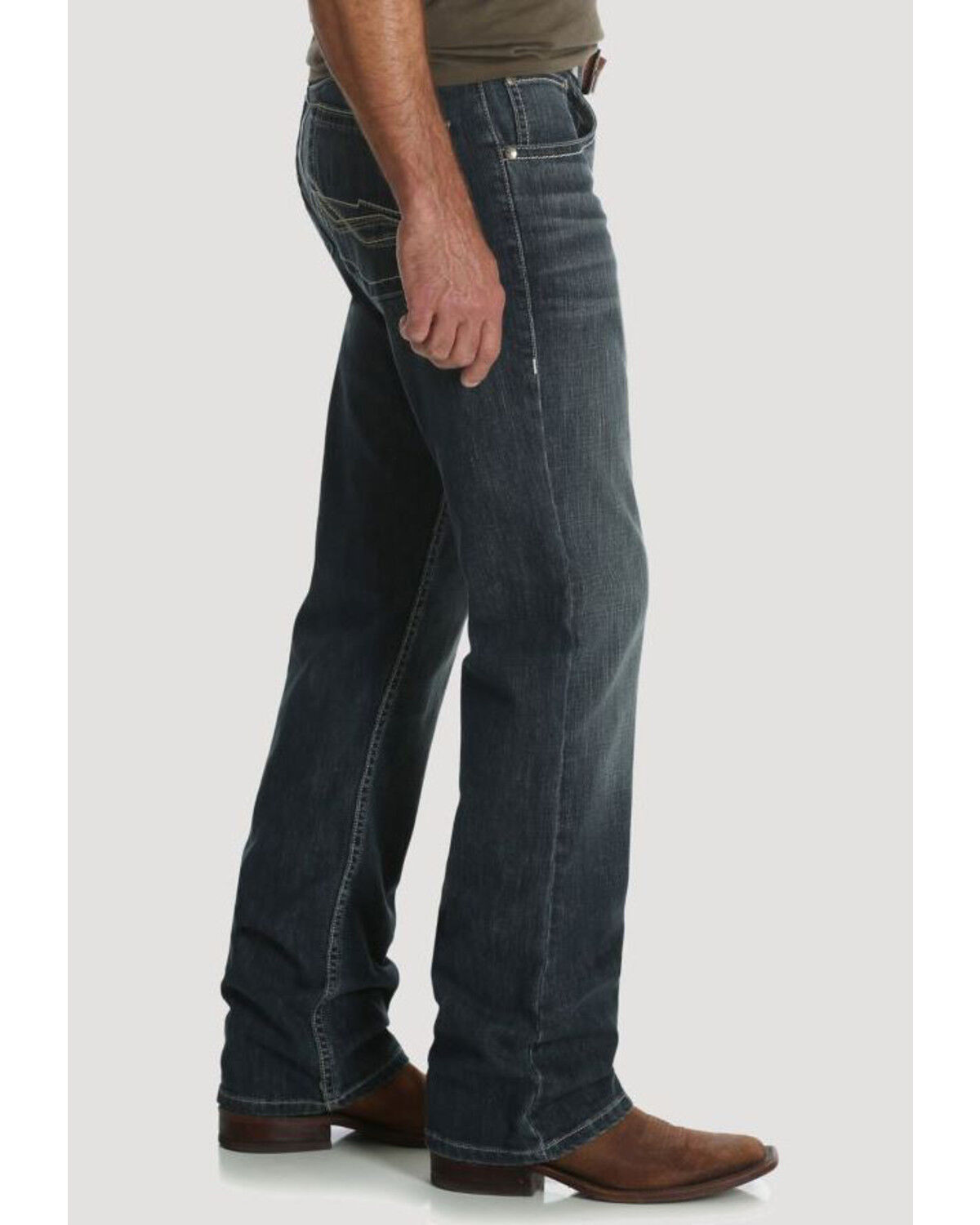 Image #3 - Wrangler 20X Men's No. 42 Glasgow Vintage Stretch Slim Bootcut Jeans, Blue, hi-res