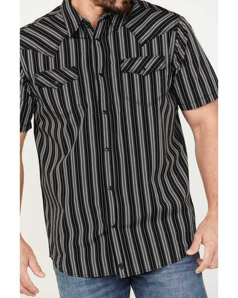 Image #3 - Moonshine Spirit Men's Capone Striped Short Sleeve Western Snap Shirt, Black, hi-res