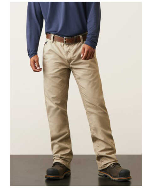 Image #1 - Ariat Men's FR M4 Workhorse Relaxed Bootcut Jeans, Beige/khaki, hi-res