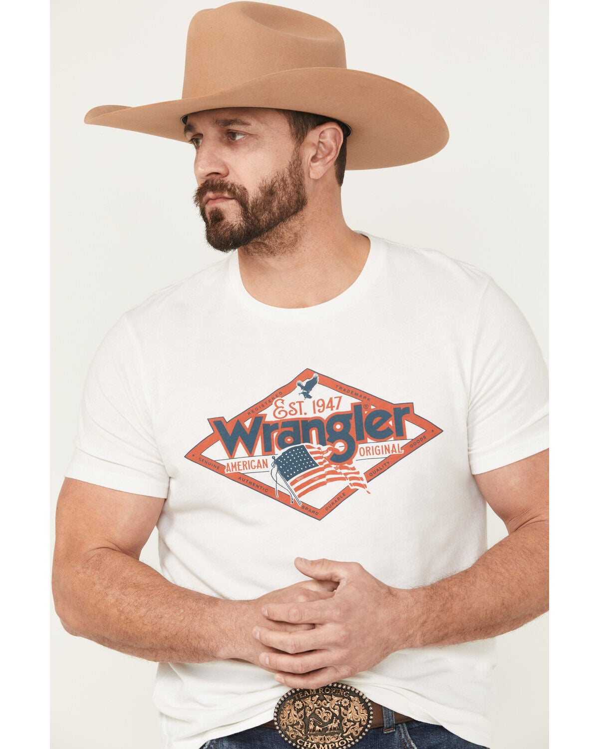 Wrangler Men's Boot Barn Exclusive Samuel Americana Short Sleeve Graphic T-Shirt, White, hi-res