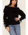 Image #3 - Shyanne Women's Black Off-Shoulder Fringe Long Sleeve Knit Sweater, , hi-res