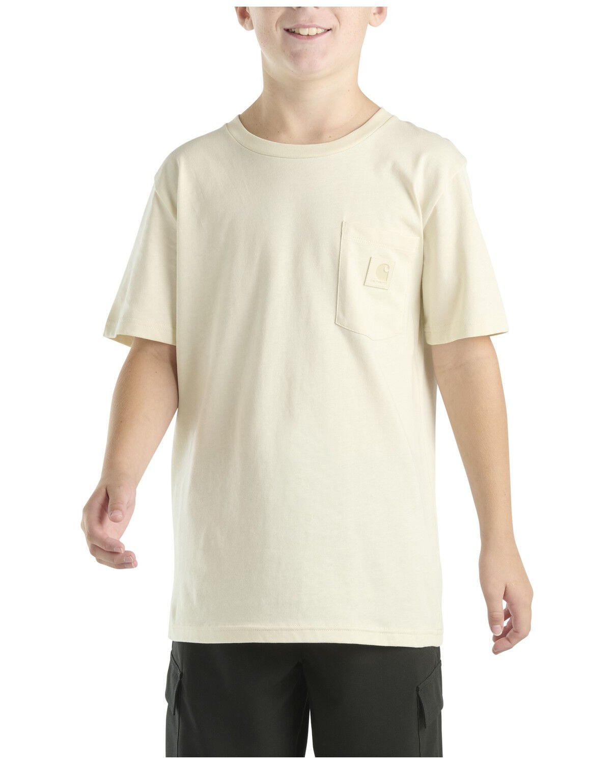 Image #1 - Carhartt Boys' Solid Short Sleeve Pocket T-Shirt, Cream, hi-res