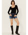 Image #1 - Wrangler Retro Women's Dark Wash Bailey High Rise Cutoff Denim Shorts, Medium Wash, hi-res