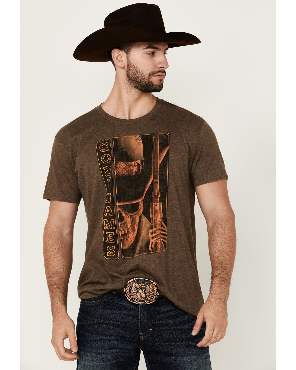 Image #1 - Cody James Men's Poster Skull Short Sleeve Graphic T-Shirt, Burgundy, hi-res