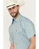 Image #2 - Rodeo Clothing Men's Geo Print Short Sleeve Pearl Snap Western Shirt, Aqua, hi-res