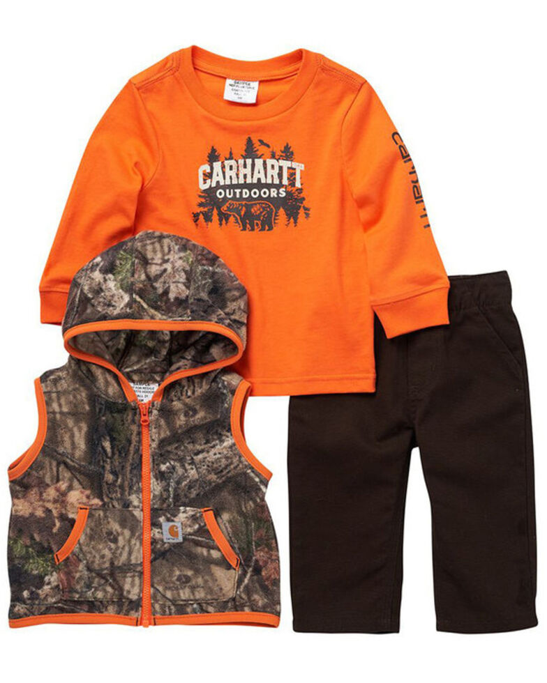 Carhartt Toddler Boys' Camo Vest & Pant 3 Piece Apparel Set , Dark Brown, hi-res