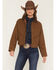 Image #1 - Shyanne Women's Tillson Zip-Up Cropped Jacket, Brown, hi-res