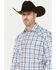 Image #2 - Stetson Men's Plaid Print Long Sleeve Pearl Snap Western Shirt, Blue, hi-res