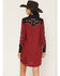 Image #4 - Panhandle Slim Women's Boot Barn Exclusive Long Sleeve Retro Embroidered Challis Mini Dress, Burgundy, hi-res
