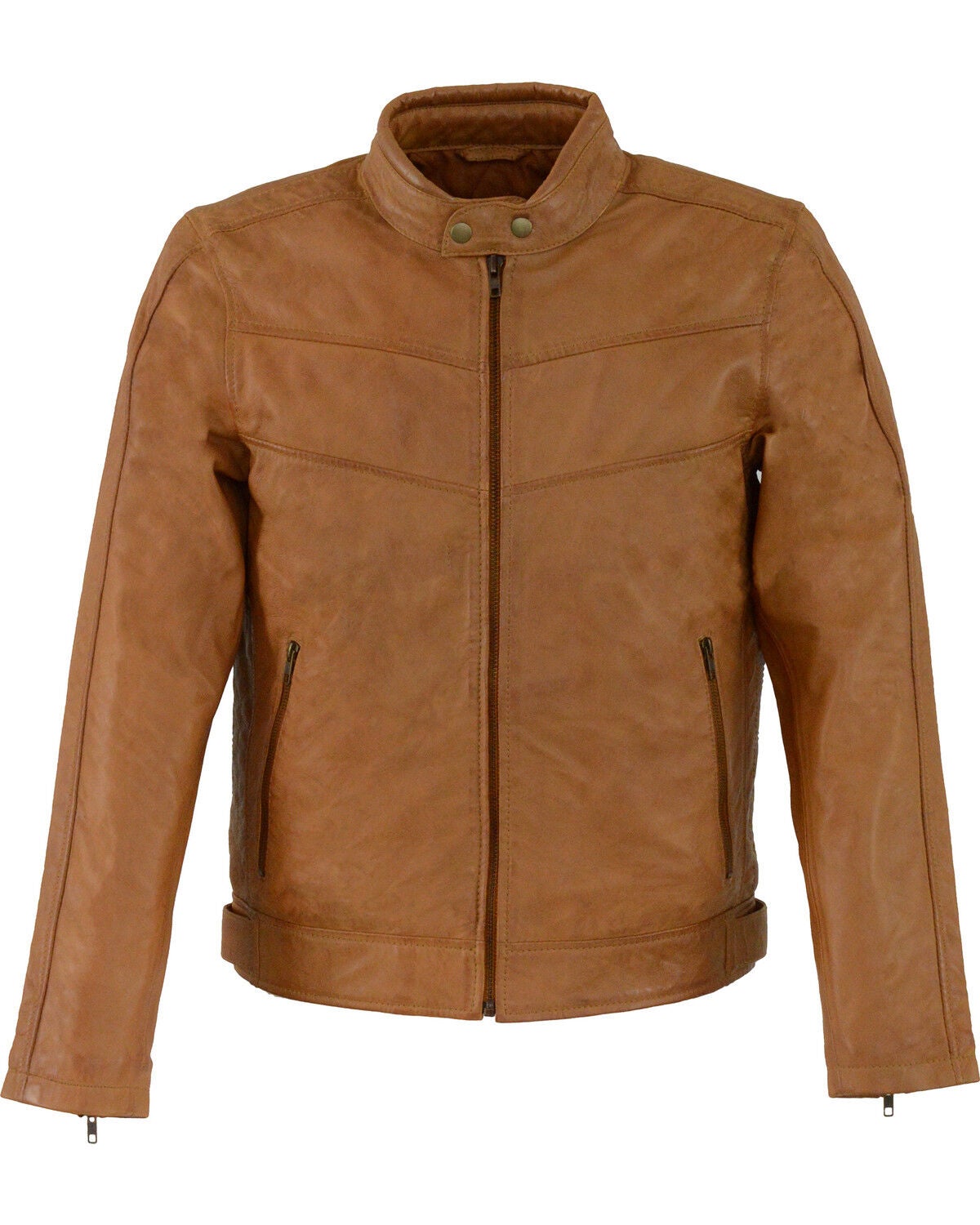 Image #1 - Milwaukee Leather Men's Tan Stand Up Collar Leather Jacket - 3X Big, Tan, hi-res
