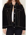 Image #3 - Azalea Wang Women's Dark Wash Pearl Studded Button-Down Denim Jacket, Dark Wash, hi-res