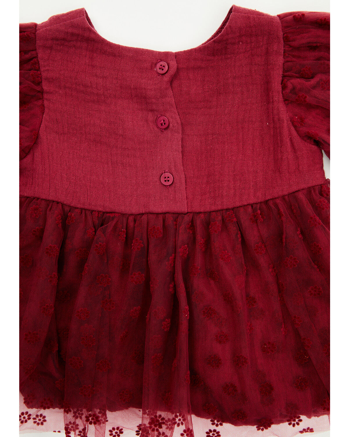 Image #2 - Yura Infant Girls' Tutu Long Sleeve Onesie, Burgundy, hi-res