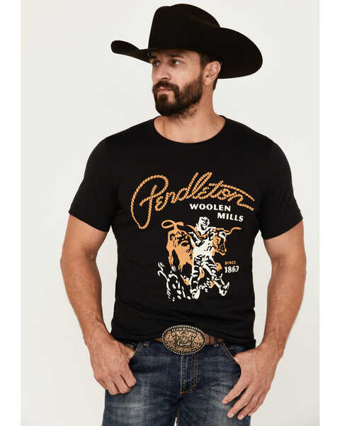 Image #1 - Pendleton Men's Steer Rodeo Short Sleeve Graphic T-Shirt , Charcoal, hi-res