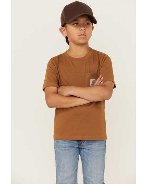 Carhartt Little Boys' Solid Short Sleeve Pocket T-Shirt , Medium Brown, hi-res