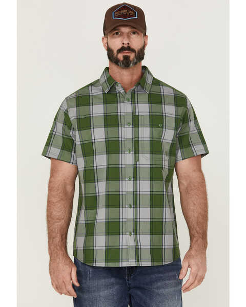 Brothers & Sons Men's Performance Large Plaid Short Sleeve Button Down Western Shirt , Kelly Green, hi-res