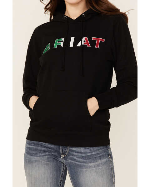 Ariat Women's Black R.E.A.L Mexico Embroidered Logo Pullover Hoodie , Black, hi-res