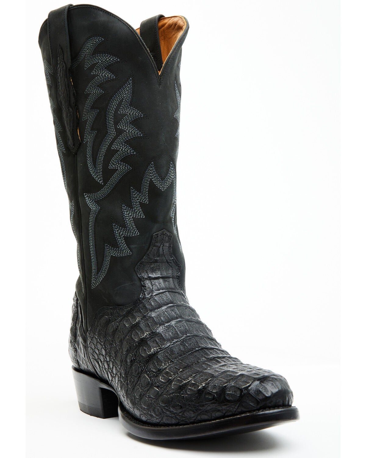 El Dorado Men's Exotic Caiman Western Boots - Round Toe, Black, hi-res