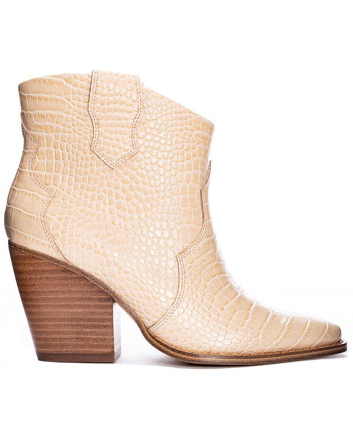 Image #2 - Chinese Laundry Women's Bonnie Croc Print Fashion Booties - Snip Toe, Cream, hi-res