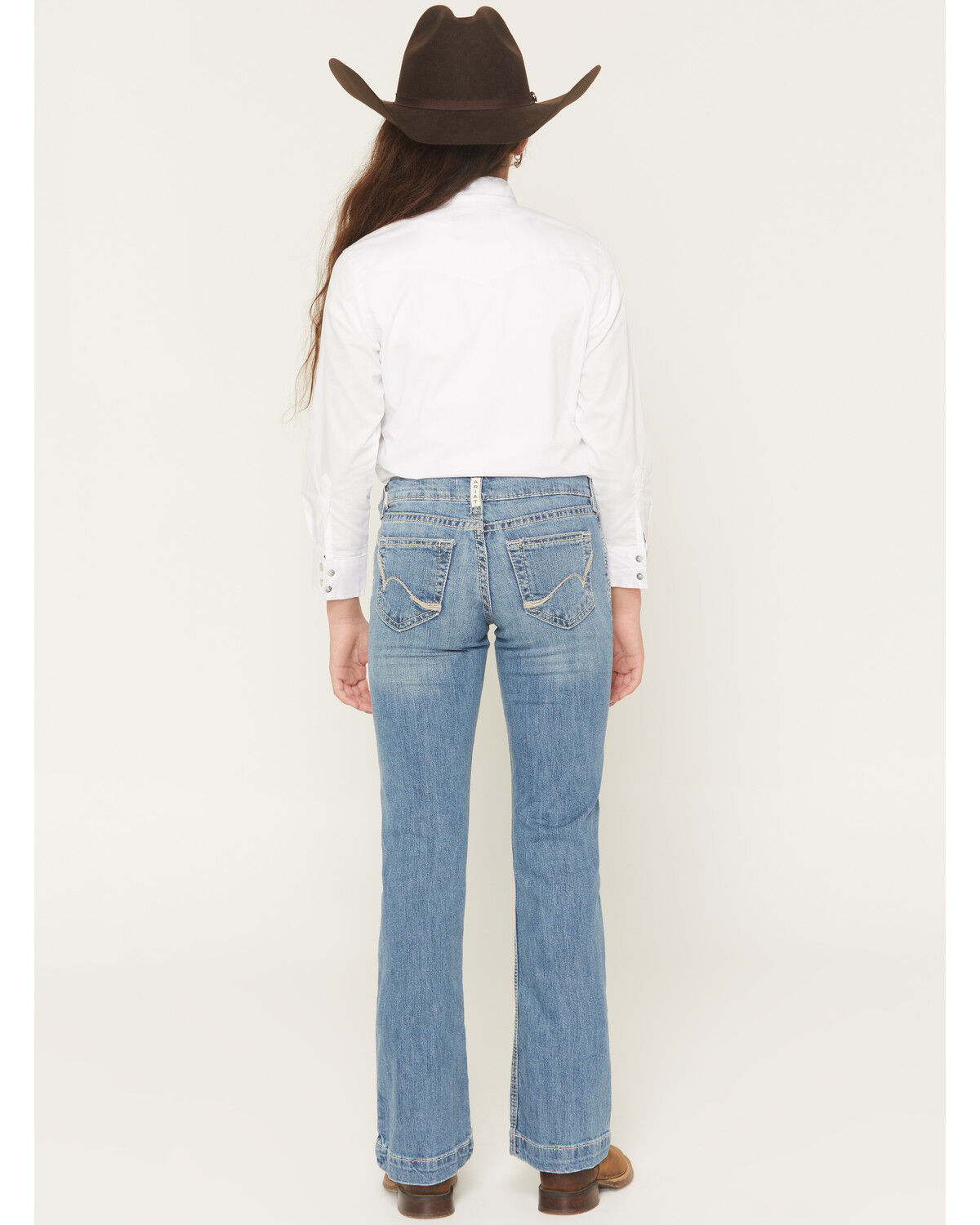 Image #3 - Ariat Girls' Rosalie Light Wash Trouser Stretch Denim Jeans, Light Wash, hi-res