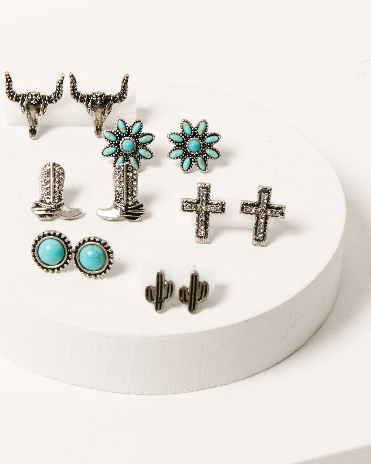 Image #1 - Shyanne Women's Autumn Sunset 6-Piece Cowboy Boot Earrings Set, Silver, hi-res