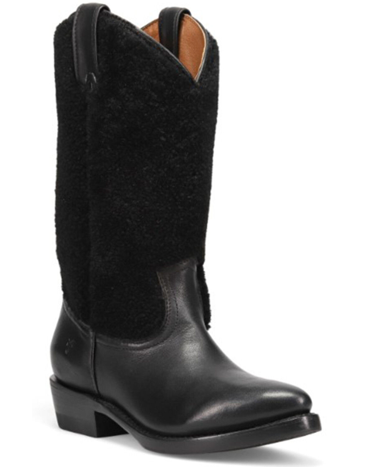 Image #1 - Frye Women's Billy Pull-On Shearling Western Boots - Round Toe, Black, hi-res