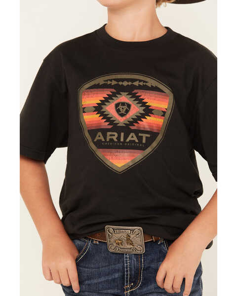 Image #3 - Ariat Boys' Boot Barn Exclusive Geo Logo Short Sleeve Graphic T-Shirt , Black, hi-res