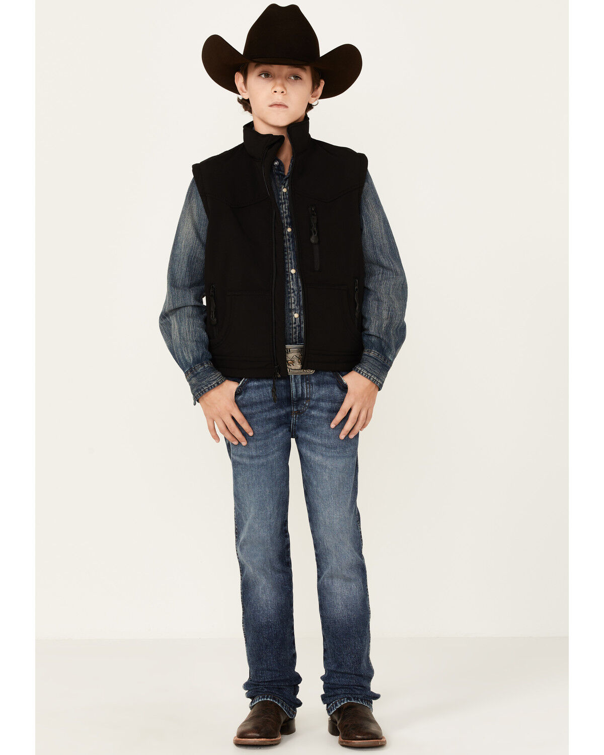 Image #4 - STS Ranchwear Boys' Black Youth Barrier Softshell Vest , , hi-res