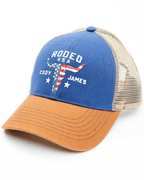 Cody James Men's Rodeo Steer Head Mesh-Back Ball Cap , Blue, hi-res