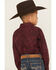 Image #4 - Roper Boys' Paisley Print Long Sleeve Snap Western Shirt, Wine, hi-res