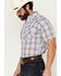 Image #2 - Ely Walker Men's Plaid Print Short Sleeve Pearl Snap Western Shirt, White, hi-res