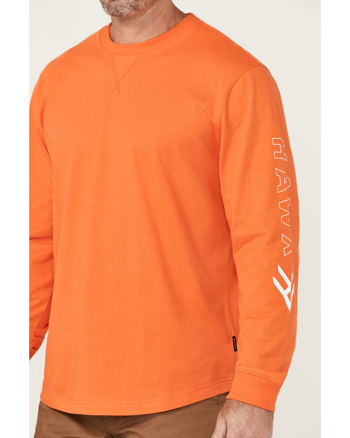 Image #3 - Hawx Men's Logo Long Sleeve Graphic Work T-Shirt, Orange, hi-res