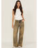 Image #1 - Miss Me Women's Vintage Mid Rise Baggy Wide Leg Stretch Denim Jeans, Medium Wash, hi-res