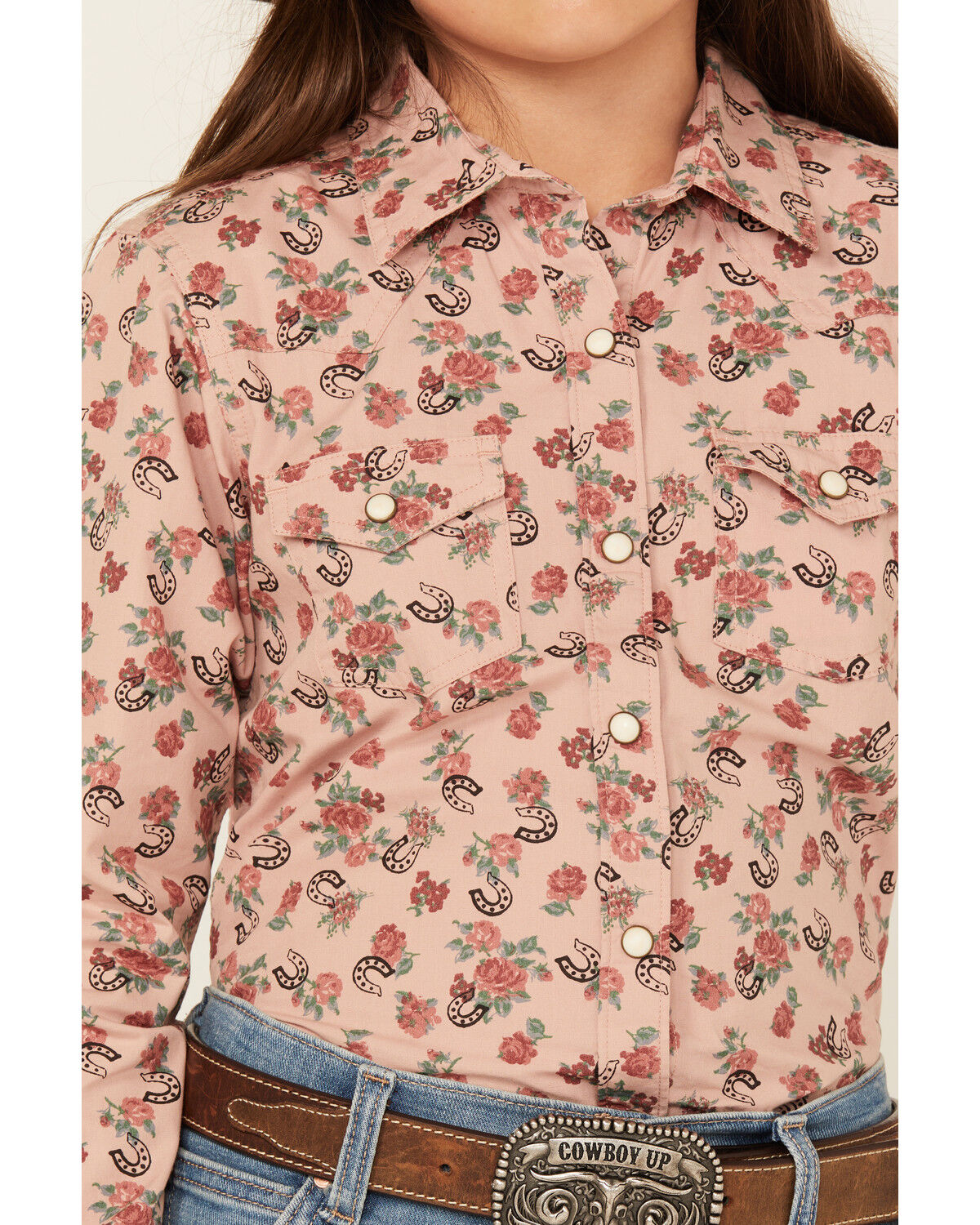 Image #3 - Ariat Girls' Floral Print Long Sleeve Snap Western Shirt, Multi, hi-res