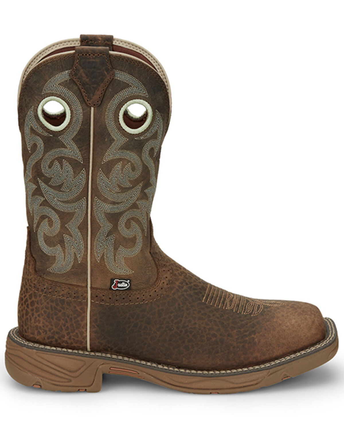 Image #2 - Justin Men's 11" Rush Western Boots - Broad Square Toe, Brown, hi-res