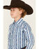 Image #2 - Wrangler Boys' Checotah Striped Long Sleeve Pearl Snap Western Shirt, Blue, hi-res