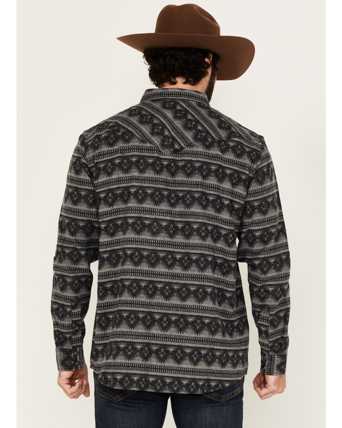 Image #4 - Moonshine Spirit Men's Smoke Signal Southwestern Striped Long Sleeve Snap Western Shirt, Grey, hi-res