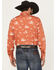 Image #4 - Ely Walker Men's Horse Print Long Sleeve Snap Western Shirt, Dark Orange, hi-res