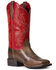 Ariat Women's Sable & Heart Throb Red West Bound Full-Grain Western Boot - Wide Square Toe, Brown, hi-res