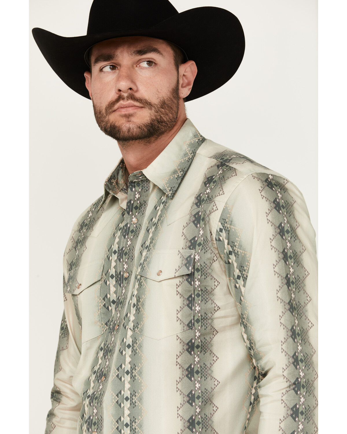 Image #2 - Wrangler Men's Checotah Long Sleeve Pearl Snap Western Shirt - Big, Tan, hi-res